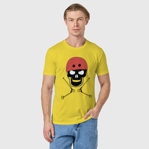 Мужская футболка хлопок Самокат фристайл и Череп Skull, цвет желтый - фото 3