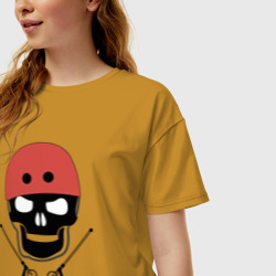 Женская футболка хлопок Oversize Самокат фристайл и Череп Skull - фото 2