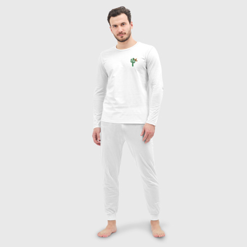 Мужская пижама с лонгсливом хлопок Mexico, цвет белый - фото 3