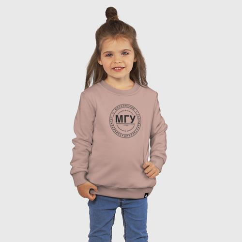 Детский свитшот хлопок МГУ, цвет пыльно-розовый - фото 3