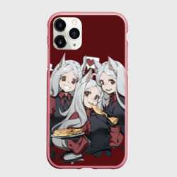 Чехол для iPhone 11 Pro Max матовый Cerber в сердечках на бордовом фоне Helltaker