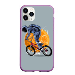 Чехол для iPhone 11 Pro Max матовый Космический велосипедист