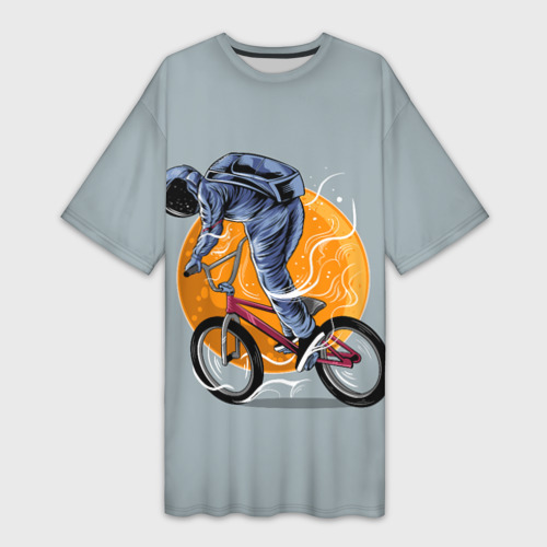Платье-футболка 3D Космический велосипедист, цвет 3D печать