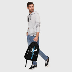 Рюкзак с принтом Самокат фристайл КатайФристайл для любого человека, вид спереди №5. Цвет основы: белый