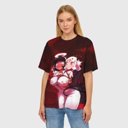 Женская футболка oversize 3D Хеллтейкер - секси демоны Азазель и Модеус - фото 2