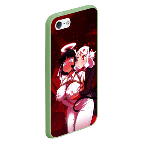 Чехол для iPhone 5/5S матовый Хеллтейкер - секси демоны Азазель и Модеус, цвет салатовый - фото 3