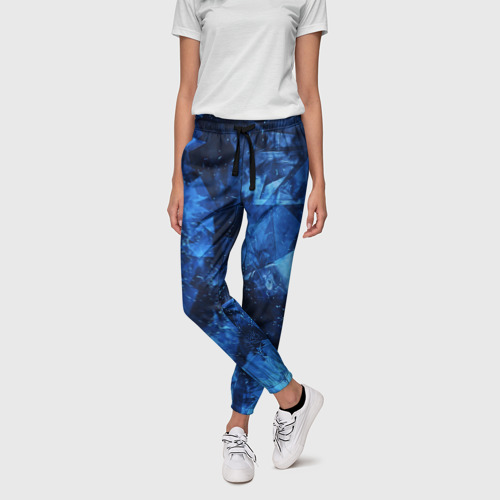 Женские брюки 3D с принтом Blue Abstraction, фото на моделе #1