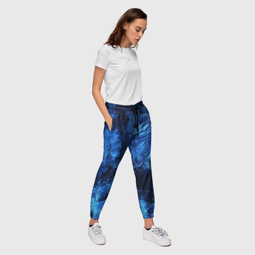 Женские брюки 3D с принтом Blue Abstraction, вид сбоку #3