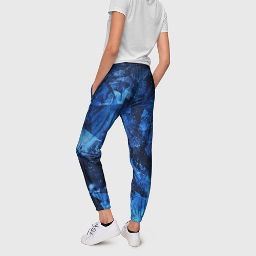 Женские брюки 3D с принтом Blue Abstraction, вид сзади #2