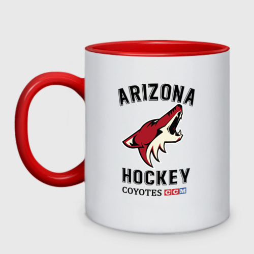 Кружка двухцветная Arizona Coyotes, цвет белый + красный