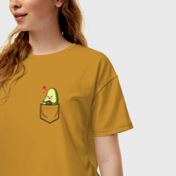 Женская футболка хлопок Oversize Авокадо в кармане - фото 2