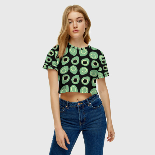 Женская футболка Crop-top 3D avocado, цвет 3D печать - фото 3