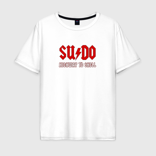 Мужская футболка оверсайз из хлопка с принтом Sudo. Highway to shell, вид спереди №1