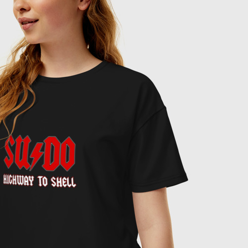 Женская футболка хлопок Oversize Sudo. Highway to shell, цвет черный - фото 3