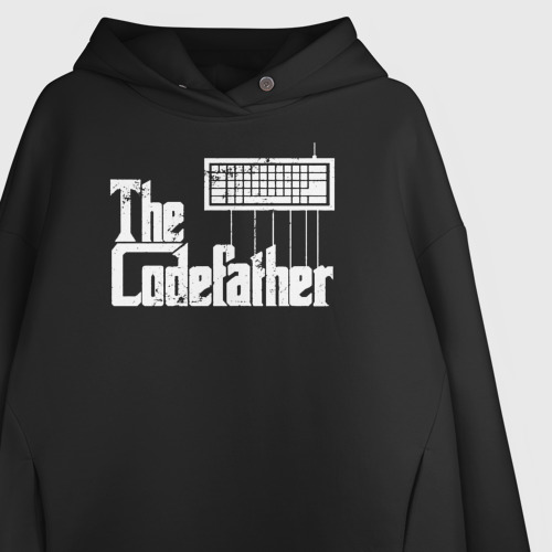 Женское худи Oversize хлопок The Codefather. Кодный отец, цвет черный - фото 3