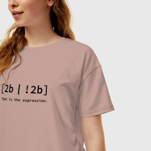 Женская футболка хлопок Oversize to be or not be, цвет пыльно-розовый - фото 3