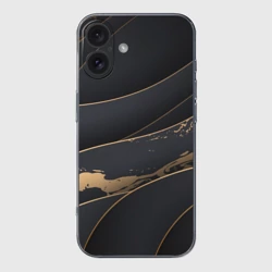 Чехол для iPhone 16 силиконовый с защитой камеры Black gold