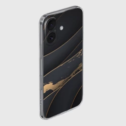 Чехол для iPhone 16 силиконовый с защитой камеры Black gold - фото 2