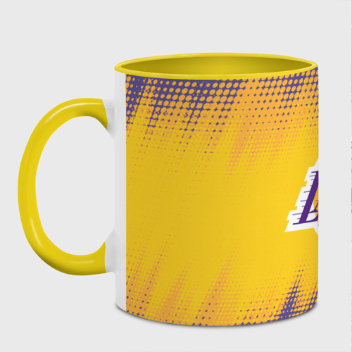 Кружка с полной запечаткой Los Angeles Lakers, цвет белый + желтый - фото 2