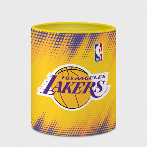 Кружка с полной запечаткой Los Angeles Lakers, цвет белый + желтый - фото 4