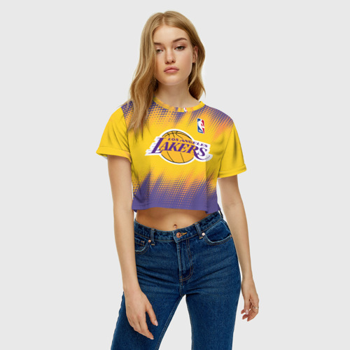 Женская футболка Crop-top 3D Los Angeles Lakers, цвет 3D печать - фото 3