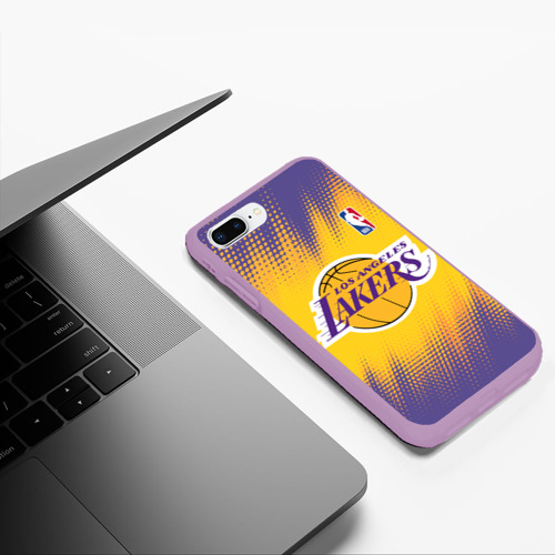 Чехол для iPhone 7Plus/8 Plus матовый Los Angeles Lakers, цвет сиреневый - фото 5