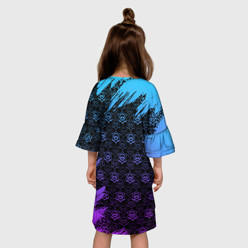Детское платье 3D с принтом Brawl Stars LEON SHARK, вид сзади #2