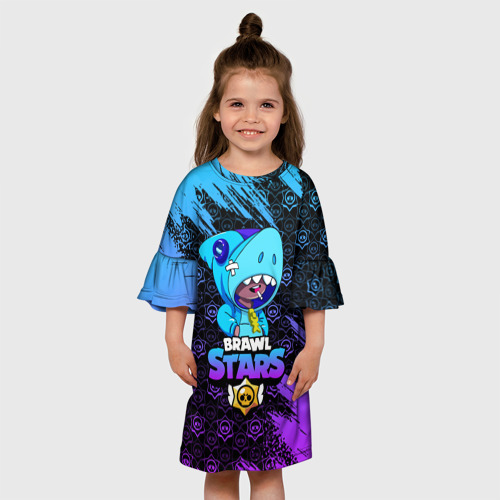Детское платье 3D с принтом Brawl Stars LEON SHARK, вид сбоку #3