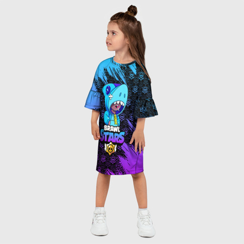 Детское платье 3D с принтом Brawl Stars LEON SHARK, фото на моделе #1