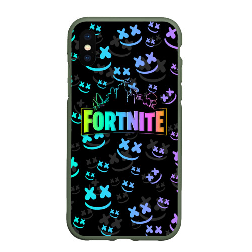 Чехол для iPhone XS Max матовый Fortnite Marshmello, цвет темно-зеленый