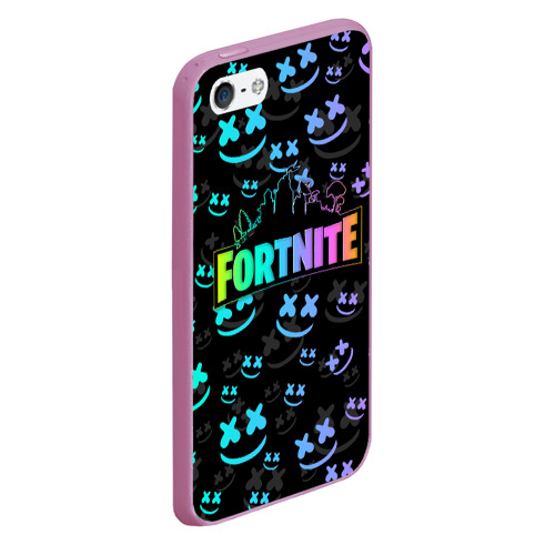 Чехол для iPhone 5/5S матовый Fortnite Marshmello, цвет розовый - фото 3