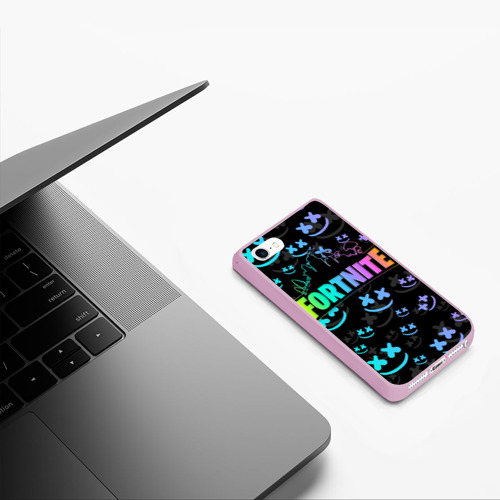 Чехол для iPhone 5/5S матовый Fortnite Marshmello, цвет розовый - фото 5
