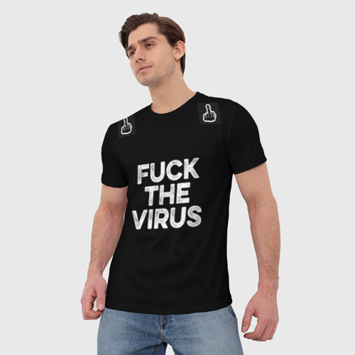 Мужская футболка 3D Fuck virus, цвет 3D печать - фото 3
