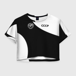 Женская футболка Crop-top 3D СССР emblem on black-white