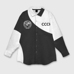 Женская рубашка oversize 3D СССР emblem on black-white