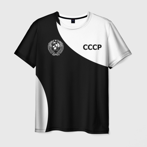 Мужская футболка 3D СССР emblem on black-white, цвет 3D печать