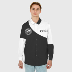 Мужская рубашка oversize 3D СССР emblem on black-white - фото 2