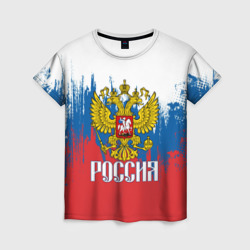 Женская футболка 3D Россия триколор