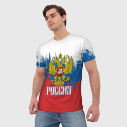 Мужская футболка 3D Россия триколор - фото 2