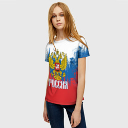 Женская футболка 3D Россия триколор - фото 2
