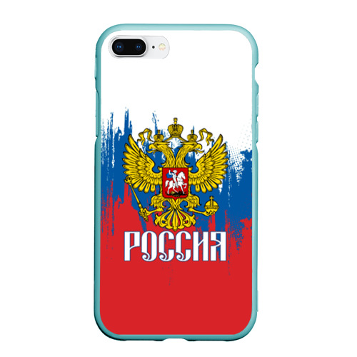 Чехол для iPhone 7Plus/8 Plus матовый Россия триколор, цвет мятный