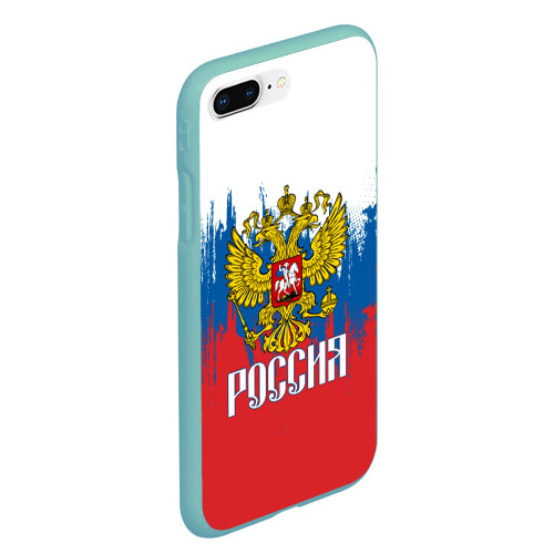 Чехол для iPhone 7Plus/8 Plus матовый Россия триколор, цвет мятный - фото 3