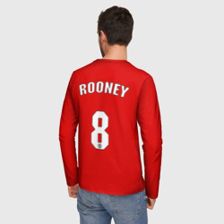 Лонгслив с принтом Манчестер Юнайтед Rooney для мужчины, вид на модели сзади №2. Цвет основы: белый