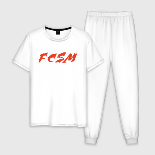 Мужская пижама хлопок с принтом FCSM, вид спереди #2