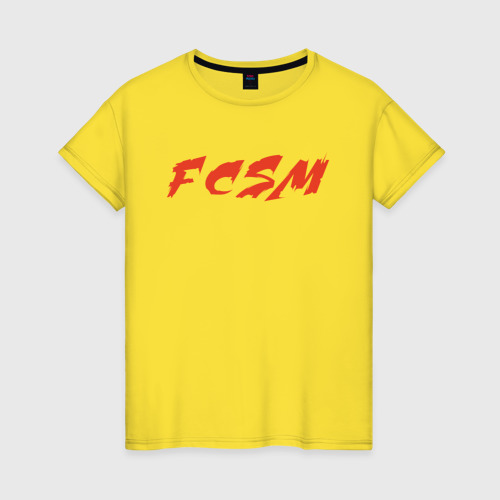 Женская футболка хлопок с принтом FCSM, вид спереди #2