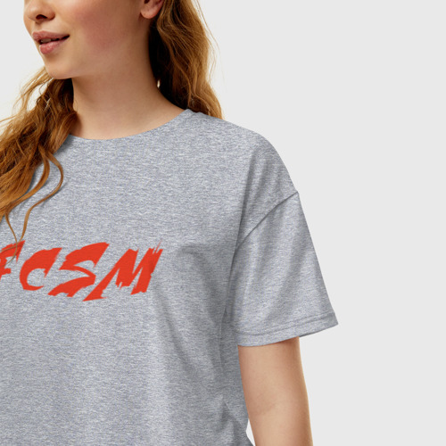 Женская футболка хлопок Oversize с принтом FCSM, фото на моделе #1