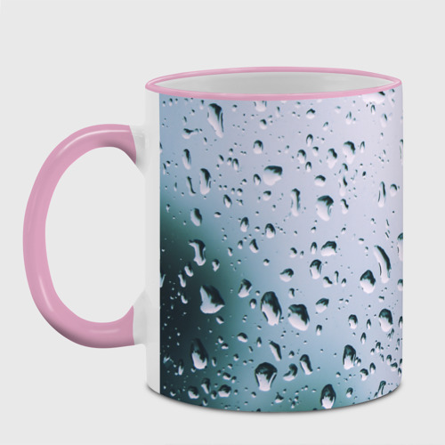 Кружка с полной запечаткой Капли окно стекло дождь серо, цвет Кант розовый - фото 2