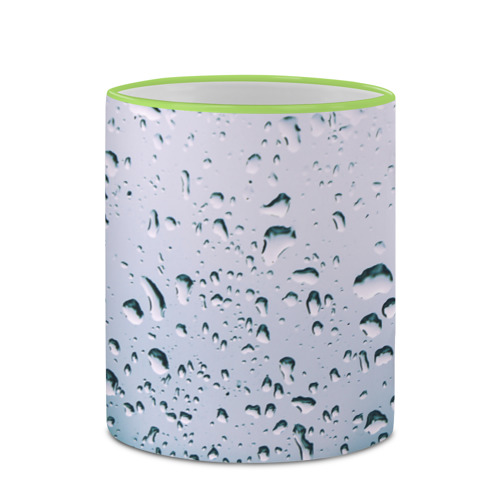 Кружка с полной запечаткой Капли окно стекло дождь серо, цвет Кант светло-зеленый - фото 4