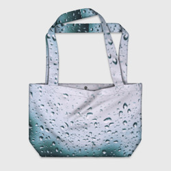 Пляжная сумка 3D Капли окно стекло дождь серо