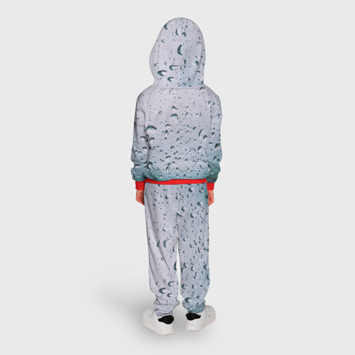 Детский костюм с толстовкой 3D Капли окно стекло дождь серо, цвет красный - фото 4